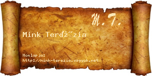Mink Terézia névjegykártya