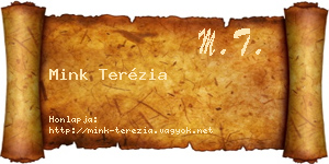 Mink Terézia névjegykártya